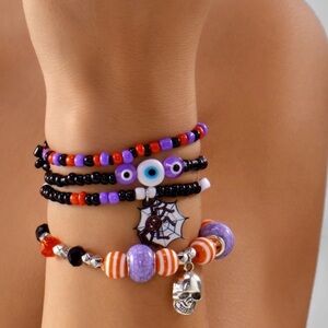 Set of 4 Halloween Themed Beaded Bracelet Set